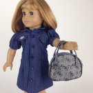 Doll Clothes AG 18" Dress Jean Blue Purse Grey Made To Fit American Girl Dolls