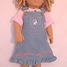 Doll Clothes AG 18" Dress Jean Blue Unicorn Jumper Made For American Girl Dolls