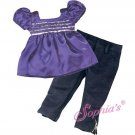 Doll Clothes AG 18" Pants Blouse Purple Satin Made To Fit American Girl Dolls