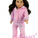 Doll Clothes Fit AG 18" Pink Velour Pants Jacket Made For American Girl Dolls