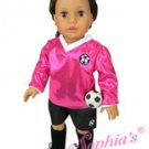 Doll Clothes Fit AG 18" Pink Soccer Shorts Shirt 4PC Made For American Girl Doll