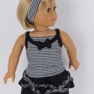 Doll Clothes AG 18" Skirt Top Headband Black White Made For American Girl Dolls