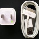 1M 30-Pin To USB Charge Cable + Original Wall Charger for iPhone3 4 USA SELLER