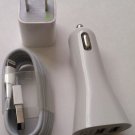 Original 1M Lightning USB Cable+ 3.1A Car Charger + Wall Charger for iPhone5 6