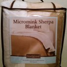 Bedroom FULL / QUEEN Micromink Sherpa Blanket - Solid Tan Northcrest, Polyester