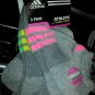 Adidas No Show Socks Girls shoe Sz 3-9 Gray 58% polyester 39% cotton 2% spandex