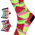 6 Pair Watermelon Print Women's & Teen's Novelty Crew Socks