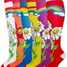 Rainbow & Flower Pattern Women's Knee High Socks