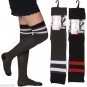 2 Pairs Women's Black and Gray Striped Over the Knee High Socks 9-11