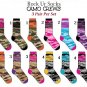 Women's 3 Pair Camouflage Crew Socks Size 9-11 Camo