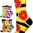 6 Pair Fruit Print Women's & Teen's Novelty Crew Socks
