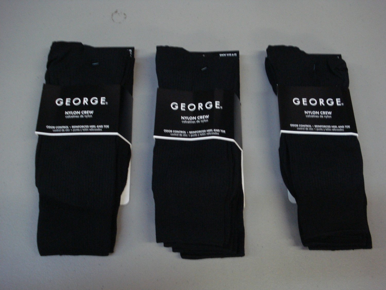Men's George Cotton Rib Crew Socks Shoe Size 6-12 Richer Black 9 Pair