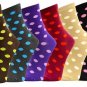 6 Pairs Pack Women Polka Dot Novelty Fancy Design Crew Socks 9-11