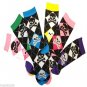 6 Pairs Women Argyle & Skulls Novelty Fancy Design Crew Socks 9-11