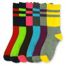 NEW 6 Pairs Socks Women Girls Striped & Block Pattern Crew Socks 9-11Fashion