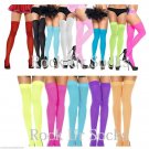 Sexy Neon Opaque Basic Nylon Thigh High School Girl Socks Stocking 11 Colors