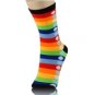 6 Pairs Pack Women Rainbow Stripes Novelty Fancy Design Crew Socks 9-11