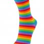 6 Pairs Pack Women Rainbow Stripes Novelty Fancy Design Crew Socks 9-11