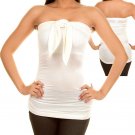 Strapless Tied Tube Top w/Crunch Detail -  Blouse, Clubwear, Bandeau, Small