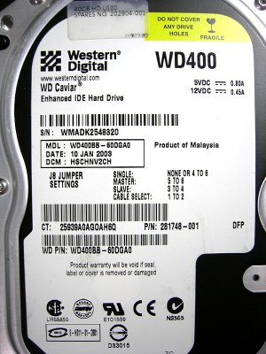 Western Digital WD400BB 40GB IDE Hard Drive #8320