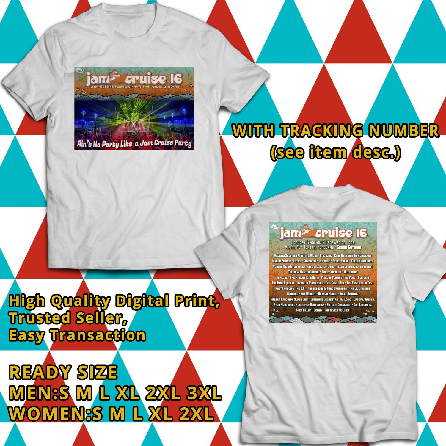 HITS JAM CRUISE 16 FESTIVAL 2018 WHITE TEE'S 2SIDE MAN WOMEN ASTR 776