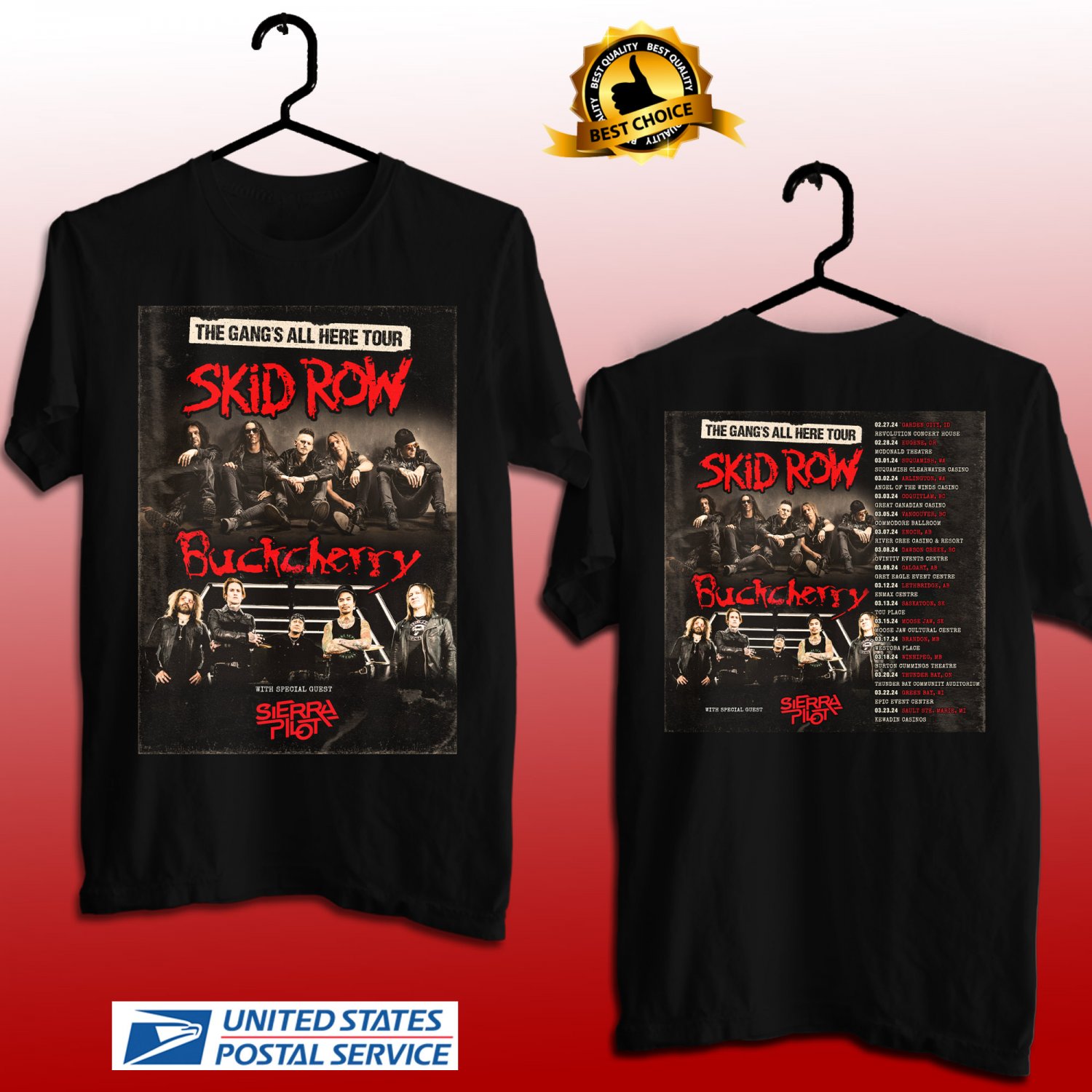 HITS 2024 SKID ROW W BUCKCHERRY THE GANG'S ALL HERE TOUR 2024 UNISEX ...