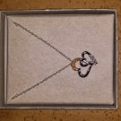 New Zales Yellow & White Diamond Double heart Love Pendant Necklace SS Silver