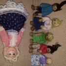 lot 5 R R Ryan's Room Wooden play doll house family figures. 1 Clothes pun doll