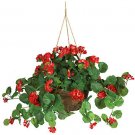 Geranium Silk Hanging Basket (Red)