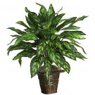 Silver King w/Wicker Vase Silk Plant