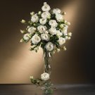 38.5" Peony w/Leaves Stem  - White