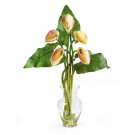Calla Lily Liquid Illusion w/Leaves Silk Arrangement (Pink)