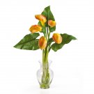 Calla Lily Liquid Illusion w/Leaves Silk Arrangement (Yellow)