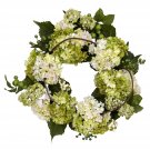 22” Hydrangea Wreath (white/Green)
