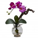 Mini Phalaenopsis w/Fluted Vase Silk Flower Arrangement - Purple