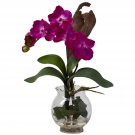 Mini Vanda w/Fluted Vase Silk Flower Arrangement - Beauty
