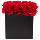 Roses Arrangement in Black Vase (Red )