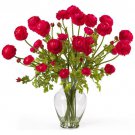 Ranunculus Liquid Illusion Silk Flower Arrangement (Color: Red)