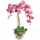 Phalaenopsis W/Glass Vase Silk Flower Arrangement (Purple)