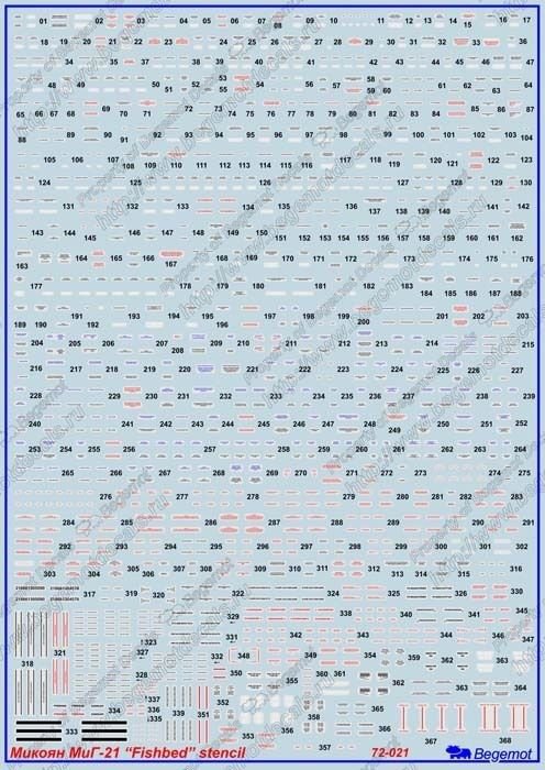 BGM-72021 Begemot decals 1/72 Mikoyan MiG-21 Fishbed Soviet Fighter Stencils