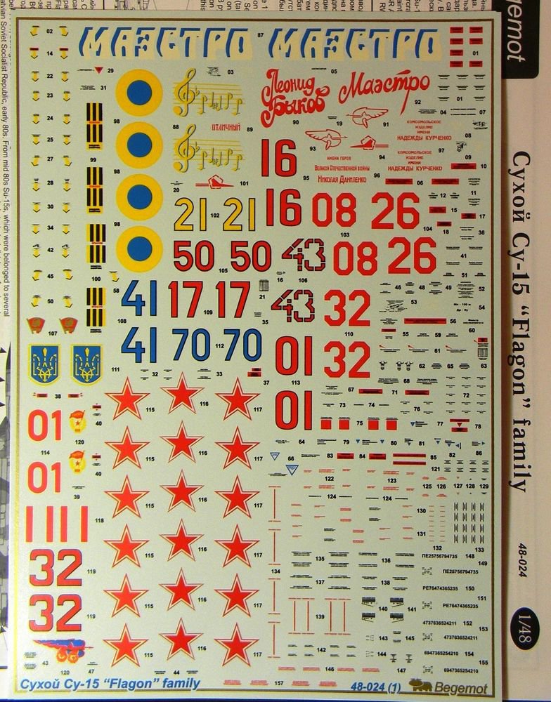 BGM-48024 Begemot decals 1/48 Sukhoi Su-15 Flagon - 11 variants plus Stencils