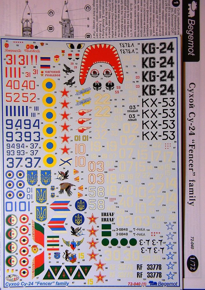BGM-72040 Begemot decals 1/72 Sukhoi Su-24 Fencer Russian Attack Aircraft