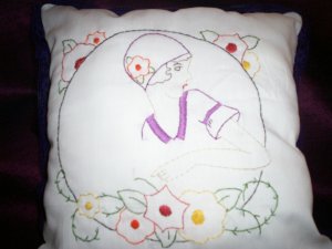 handcrafted hand embroidered decorative throw bed pillow the roaring 20's