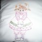 Handcrafted hand embroidered decorative throw bed pillow raggedy rag doll