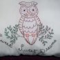 handcrafted hand embroidered decorative throw bed pillow sweet, sweet dreams hoot-owl