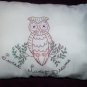 handcrafted hand embroidered decorative throw bed pillow sweet, sweet dreams hoot-owl
