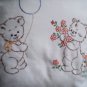Handcrafted hand embroidered decorative throw bed pillow fun with teddy bears