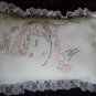 Handcrafted hand embroidered decorative throw bed pillow sleeping child handmade