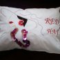 handmade embroidered decorative throw bed pillow red hat lady roaring 20's