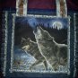 wolf tote grocery beach bag book bag handmade reusable go green handcrafted bags